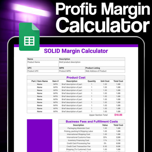 Profit Margin Calculator, Markup & Pricing Tool Template